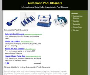 automatic-poolcleaners.info: Automatic Pool Cleaners
Get The Best Prices And Information on Automatic Pool Cleaners.