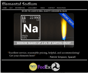 elementalsodium.com: Sodium Metal - Elemental Sodium Sales - Home
Elemental Sodium provides customers with an inexpensive way to buy small quanities of sodium metal