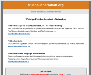 fruehbucherrabatt.org: fruehbucherrabatt.org - Wichtige Frühbucherrabatt - Webseiten
