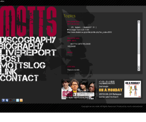wearemotts.com: MOTTS OFFICIAL SITE
MOTTS | Genre:Alternative,Indie,Rock　Hometown:Muraoka　Active area:Tajima,Hyogo,North Kinki, and the world