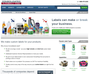 consolidatedlabel.com: Custom Printed Labels for Food & Beverage, Personal Care, and Nutraceutical Products - Consolidated Label
Need custom labels for food, beverage, personal care and other products? Guaranteed quality, great service. Instant Online Quote or call 800-475-2235.