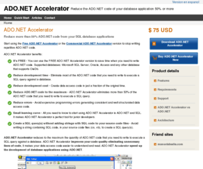 sqlnetframework.com: Eliminates more than 50% ADO.NET code from your SQL database application. Data Access Application Block compelling alternative. Download FREE version.
Eliminates more than 50% ADO.NET code from your SQL database application. Data Access Application Block compelling alternative. Download FREE version.