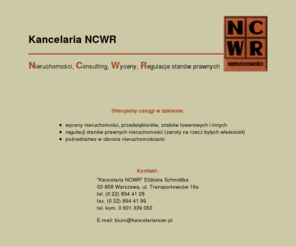 kancelaria-ncwr.org: Kancelaria NCWR
Nieruchomości, Consulting, Wyceny, Regulacje stanów prawnych