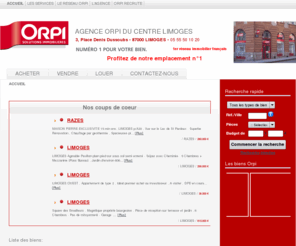 agence-orpilimoges.com: Orpi du centre - Limoges 87
Annonces immobilieres 87, agence immobiliere Limoges. ORPI Limoges, 1er réseau français d'agences immobilières propose ses annonces immobilières de location, vente, achat de maison, appartement, studio, garage, ...