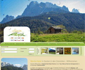 drei-zinnen.mobi: Hotel in Sexten, 3 Sterne Hotel im Hochpustertal, Dolomiten - Biovita Hotel Alpi
Herzlich Willkommen im Biovita Hotel Alpi in Sexten, Ihrem 3 Sterne Hotel im Hochpustertal in den Dolomiten / Südtirol mit einzigartigem Dolomitenblick. Im Hotel Biovita wird Urlaub mit Natur und Dolomiten verbunden!