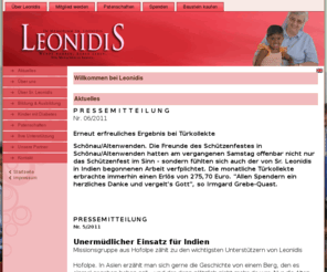 leonidis.org: Willkommen bei Leonidis
In memoriam Sr. Leonidis - Initiative für Bildung und Gesundheit in Indien