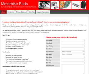 motor-bike.co.za: S.A. Motorbike Parts
Buy directly from Motorbike Parts suppliers in South Africa. Our suppliers have thousands of parts in stock. They will assist you and make you their best deal.