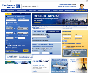 cotntinental.com: Continental Airlines - Airline Tickets, Vacations Packages, Travel Deals, and Company Information on continental.com
Continental Airline Ticket Reservation, Find all current Continental flight information online, check flight status or book an online airline ticket reservation.