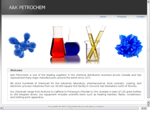 akpetrochem.com: A&K PETROCHEM
Distributor of many chemicals in all sizes ranging from Acetone to Zinc Acetate and scientific equipment such as heating mantles, flasks, condensers.