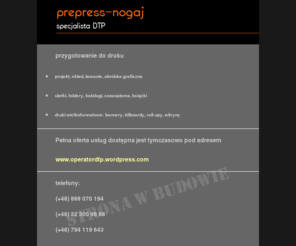 prepress-nogaj.com: Prepress-Nogaj - DTP, przygotowanie do druku
Oferta przygotowania do druku wszelkiego rodzaju publikacji. Specjalista/operator DTP proponuje swoje profesjonalne usługi oparte na wieloletnim doświadczeniu.