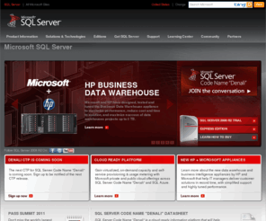 sqldataservices.net: Microsoft SQL Server 2008 R2 | Database Management System
Discover the power of Microsoft SQL Server 2008 R2, featuring new capabilities in development, manageability, business intelligence, and data warehousing. 