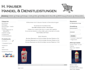 hhauser.com: H. Hauser Handel & Dienstleistungen - Qualität zu fairen Preisen!
Produkte zur Pflege und Entkalkung ihres Kaffeevollautomaten zu Tiefspreisen!