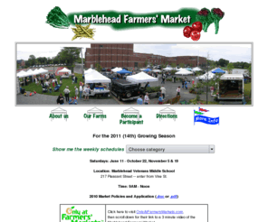 marbleheadfm.com: Come to the Marblehead, MA Farmers' Market Saturdays: June 13 - October 24 From 9 - noon
The Marblehead, MA Farmers' Market Saturdays, 9AM - Noon, at the Marblehead Veterans Middle School