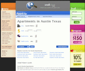 smallplanetguide.com: Austin Apartments | Better Way to Search Apartments in Austin Texas For Rent
Find Austin Apartments for FREE and get to know more about neighborhoods, schools, nearby conveniences and more to help you improve your Austin Apartment search. No registration required.