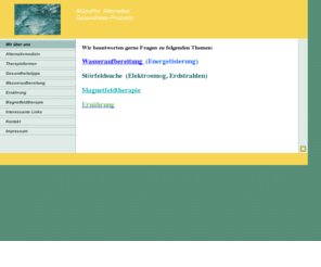 algespro.net: Wir über uns
Naturheilkunde - AlGesPro  Alternative Gesundheits-Produkte