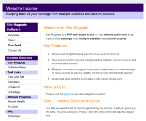 sitemagnate.com: Website Income
Keeping track of your earnings from multiple websites and income sources