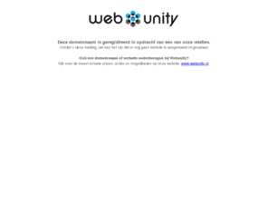 bluemonkeyarchitects.com: Webunity | Domeinnaam geregistreerd
Webunity biedt internet diensten aan variërend van domeinnaam registraties tot virtual hosting en webdesign. Al onze servers zijn uitgerust met gratis spam- en antivirus filter.