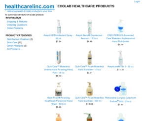 healthcarelinc.com: HEALTHCARELINC.COM, An authorized distributor of Ecolab products
HEALTHCARELINC.COM :  - Disinfectant Cleaners Skin Care Other Products infection prevention, antiseptic wipe, antiseptic skin lotion, antibacterial soap, antibacterial wipe, endure, asepticare