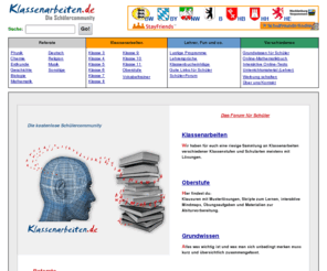 klassenarbeiten.de: Klassenarbeiten.de - Referate, Klassenarbeiten und Lernhilfen
In unserer Schülercommunity findest du Referate, Klassenarbeiten und Lernhilfen zum Lernen und Üben.