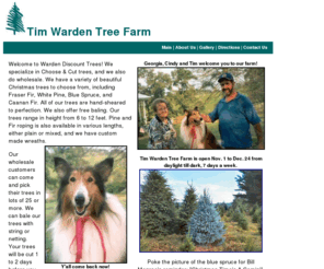 wardendiscounttrees.com: Tim Warden Tree Farm - Choose & Cut Christmas Trees
Tim Warden Tree Farm - specializing in wholesale Christmas trees.  We also offer choose and cut trees.  Located in Alleghany County, NC.