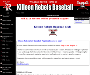 killeenrebels.com: Killeen Rebels Baseball - (Harker Heights, TX)  - powered by LeagueLineup.com
A select basball organization for boys ages 15 to 18; playing in highly competitive tournaments and showcases.