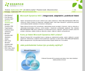 microsoft-dynamics.cz: essence - Implementace ERP » Microsoft Dynamics NAV
essence - Společnost Essence implementuje informační systém (ERP) Microsoft Dynamics NAV (Navision ).