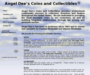 angeldees.com: Angel Dee's Coins and Collectibles - Home
Angel Dee's Coins and Collectibles