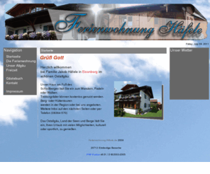 ferienwohnung-haefele.de: Ferienwohnung Häfele in Eisenberg/Ostallgäu
Herzlich willkommen
bei Familie Jakob Häfele,
in Eisenberg im schönen
Ostallgäu.

Geniessen Sie ihre schönsten Tage im Jahr doch in einer herrlichen und erholsamen Umgebung.