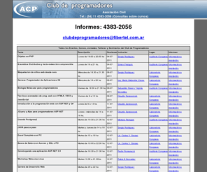 clubdewebmasters.com: Club de Programadores
El Club de Programadores constituye una herramienta de vinculación y capacitación, para quienes se dedican a la programación, sistemas, computación, informática y desarrollo web.