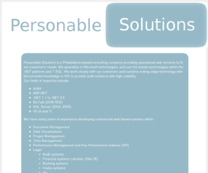 personablesolutions.com: Personable Solutions
Personable Solutions is a software development and consulting company working mainly with .NET and web applications. 