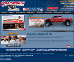 chatsworthtire.com: Chatsworth Tire Pros: San Fernando Valley, Tires for Cars, Trucks & SUVs
Chatsworth Tire Pros offers the lowest out-the-door prices on major brand tires including Michelin, Goodyear, & Firestone. We also have custom wheels and accessories.