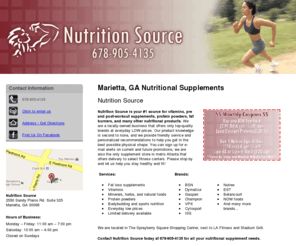 nutritionalsupplementsmarietta.com: Nutritional Supplements Marietta, GA - Nutrition Source
Nutrition Source provides low price vitamins and sports supplements to Marietta, GA. Call 678-905-4135 for your free nutritional consultation.