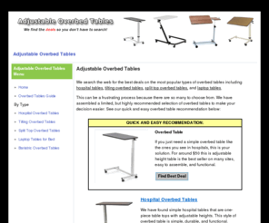 adjustableoverbedtables.com: Adjustable Overbed Tables
We find the best deals on adjustable overbed tables, hospital tables, laptop tables and more.