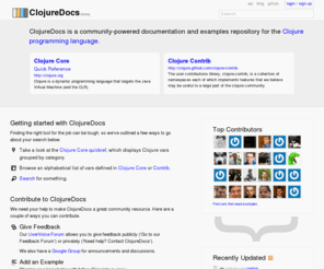 clojuredocs.org: ClojureDocs - Community-Powered Clojure Documentation and Examples
Documentation and examples for Clojure.