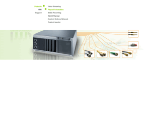 hms-dev.com: Products - Playout Automation - HMS GmbH
HMS is a supplier of smarter solution for television and enables
content providers, network TV operators, tv channels and broadcasters inno-
vative, digital TV technologies and end-to-end digital workflows for broadcast
automation, real-time IP streaming and recording and analysis of audio and
video data. Our customers profit by our development of scalable and flexible
products, which can be adjusted to any broadcaster. As well as broadcast and
transmission automation all our product are highly reliable and designed to work
in 24/7 mode. On the basis of a SQL database and a intuitive and convenient
user-interface, users can easily control our products over the network.
Our digital playout automation DiSA is an efficient, software based entry-level
solution, especially designed for the needs of small and medium broadcast
operations. It is a single source solution for both SD and HD with real-time
graphics, video title and animations and has an integrated Direct-to-DVB inter-
face. Next to the playout automation HMS offers MPEG-4 based IP streaming,
DVB turnkey systems, products for monitoring and documentation, contribution
networks and teletext inserter hardware.