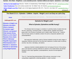 dietdrugalert.com: Diet Drug Alert 04-10-2011 - Ephedra and Ephedrine - Weight Loss - Diet Pills - Ephedrine - Ephedra Stack - Diet
Diet Drug Alert providing the latest information on weightloss drugs containing ephedra or ephedrine based herbs and supplements, diet programs, and weightloss diet pills.