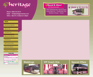 heritage-coaches.com: Heritage Coaches
Heritage Travel coaches is based in Sussex
   but provides coach travel and excursions throughout mainland Britain and
   continental Europe.