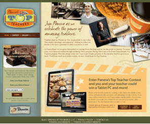 panerastopteachers.com: Panera Bread's Top Teachers - Your Chance To Win A Tablet PC.
Tell Panera Bread why your teacher is tops for a chance to win an iPad2!