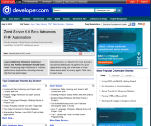 dev.com: Developer.com: Your Home for Java and Open Source Development Knowledge
Developer.com is your source for Java and Open Source information, how-tos, news, and reports. Developer.com is the place for the latest programming techniques, need-to-know details on Java and Open Source releases, forward-looking introductions to emerging java and OSS technologies, and relevent Current news.