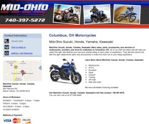 mid-ohiocolumbus.com: Motorcycle Columbus, OH - Mid-Ohio Suzuki Honda Yamaha Kawasaki
Mid-Ohio Suzuki, Honda, Yamaha, Kawasaki offers sales, parts, accessories, and services in Columbus, OH. Call us today at 740-397-5272.