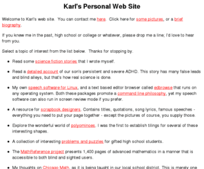eklhad.net: Karl's Personal Web Site
Karl's home page.
