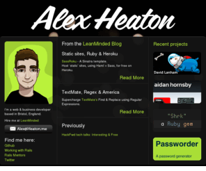 heaton.me: Alex Heaton
Alex Heaton - Agile Web Development & Lean Business Support