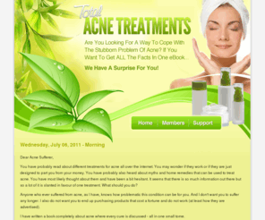 acneresolved.com: The Total Acne Treatment
Get better looking skin with a scientifically proven, natural approach to curing acne that is more effective than prescription drugs and has absolutely NO side effects what so ever! Discover the closely guarded secret to the fastest acne cure around 