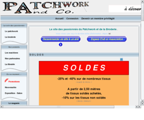 patchworkandco.fr: PATCHWORK and Co.
tissus patchwork broderie livre cours machine coudre broder vente reparation magasin