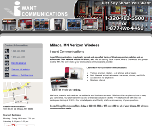 iwantcomunicationsmn.com: Verizon Wireless Milaca, MN - i want Communications
i want Communications provides wireless telecommunications to Milaca, MN. Call 320-983-5500 today.