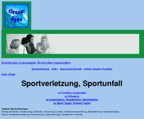 erste-hilfe-sportverletzung.de: Erste Hilfe bei der Behandlung von Sportverletzungen durch Sportunfall
Cleaner4you bietet Information zur Behandlung von Sportverletzung und Sportunfall durch Kalt Warmkompresse, Kältekompresse und Kältespray sowie Eisbeutel, Sporttape, Kinesiotape und Kinesiologie Tape ebenso auch durch Isopropanol, Wundbenzin und Desinfektion.