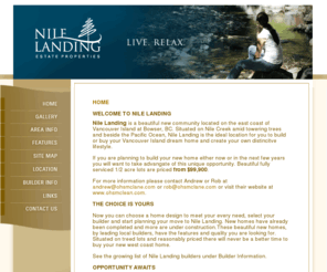 nilelanding.com: Vancouver Island Lots for Sale - Nile Landing: Experience natural living on stunning property near the communities of Qualicum, Parksville, Nanaimo, and Comox on Vancouver Island.
Discover Nile Landing on beautiful Nile Creek, located in the heart of Vancouver Island. Find the perfect property and move into your dream home today!