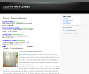 countryfrenchcurtains.com: Country French Curtains
Country French Curtains, compare french country curtains and valances, how to find deals on country blinds, compare types and styles of Country French Curtains