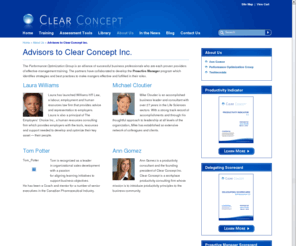 performanceoptimizationgroup.com: Advisors to Clear Concept Inc. | Clear Concept Inc.
The Performance Optimization Group is an alliance of successful business professionals who are each proven providers of effective management training. The