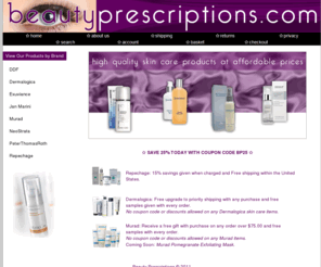 beautyprescriptions.com: .: Beauty Prescriptions.com :.
The objective of our business is to provide high quality skin care products at an affordable price. We promise reliable service and hope that you enjoy visiting our website and using our products as much as we enjoy providing them to you.